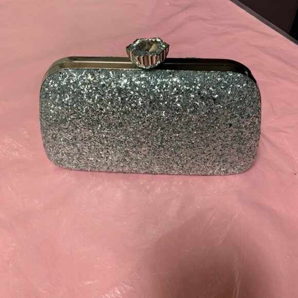 Silver Glitter Bling, Sequin, Rhinestone Evening Box Bag - Picture 5 of 8